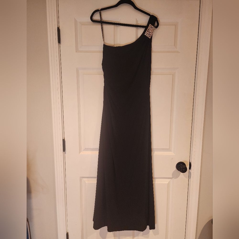 Nightway Collection black jeweled one shoulder formal/prom maxi dress